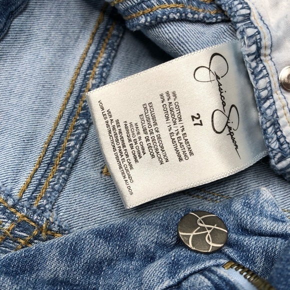 JESSICA Simpson Uptown Highrise Washed Blue Floral Embroidered Denim Jean Shorts - Picture 11 of 16